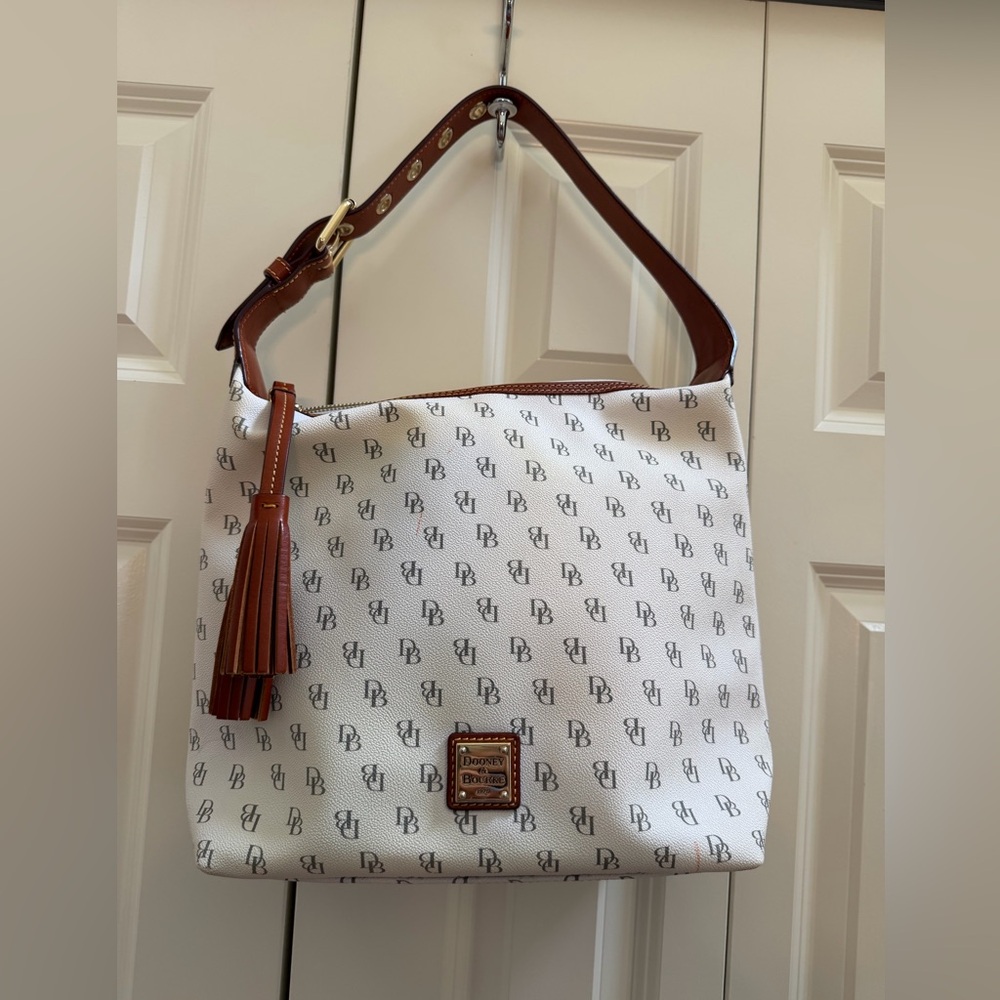 Dooney & Bourke Cream and Brown Hobo Bag